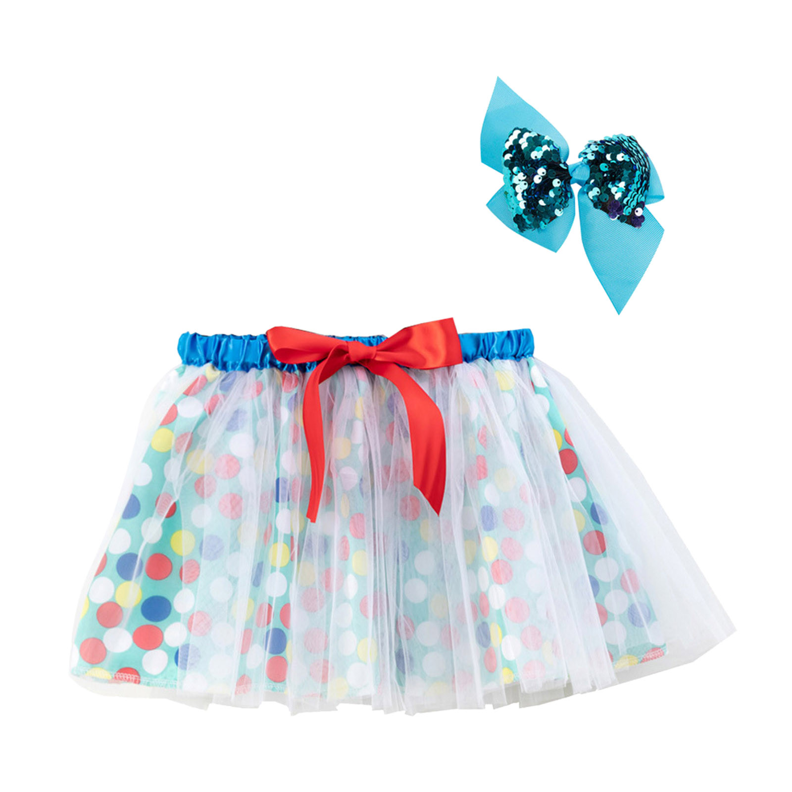 LUOGENLI Girls Valentine's Day Dresses 8 Formal Kids Girls Ballet Skirts Party Patchwork Color Dance Skirt Hairpin Set Girls St. Patrick's Day Dresses 5 for Wedding White 5-8 Years